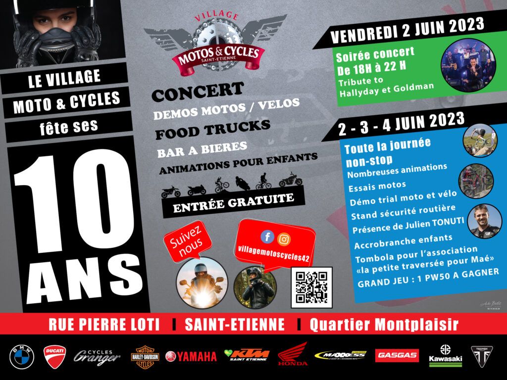 10 ANS VILLAGE MOTOS CYCLES Affiche COM RESEAUX